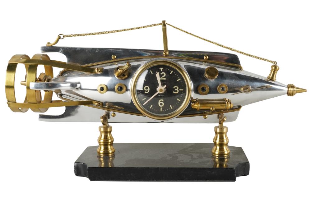 Appraisal: PENDULUX SUBMARINE TABLE CLOCKsigned to dial polished aluminum and brass