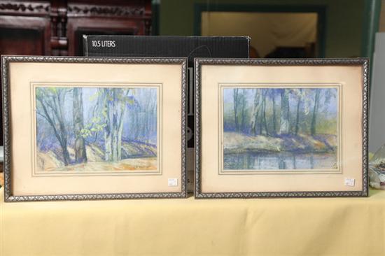 Appraisal: TWO PASTELS ON PAPER Landscapes of forests both signed J