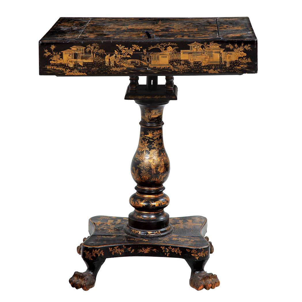 Appraisal: Chinese Export Black Lacquered Games Table Circa The rectangular top