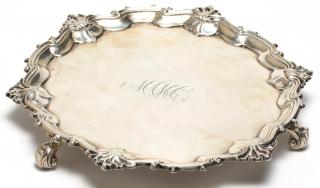 Appraisal: George II English Sterling Silver Footed Salver Hallmarked London maker's