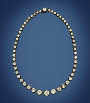 Appraisal: A late Victorian diamond rivi re necklace Set with fifty