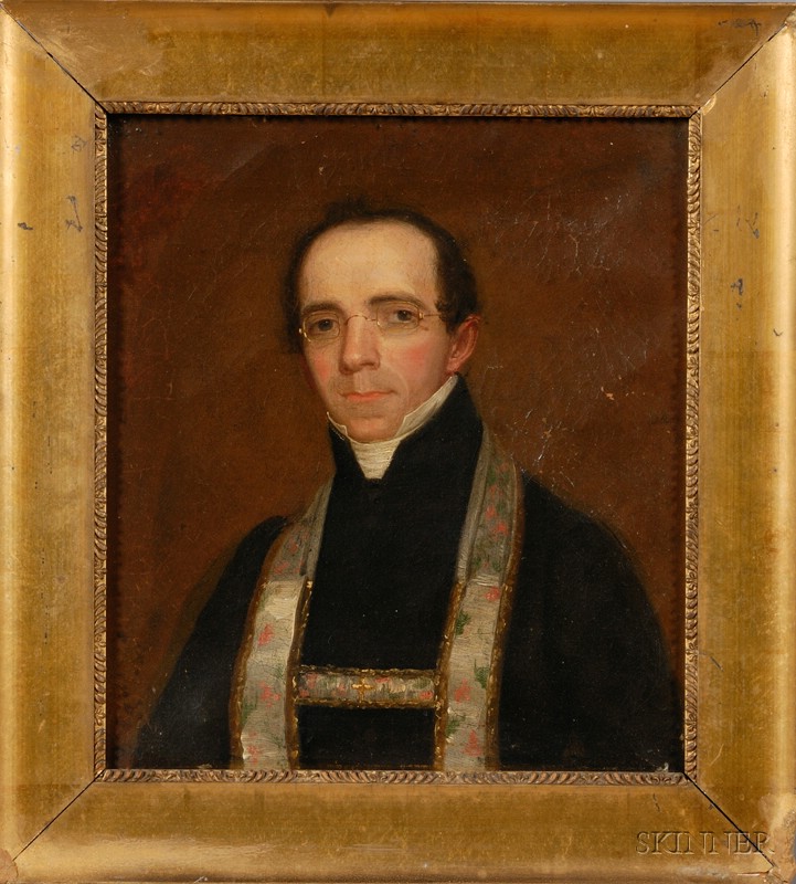 Appraisal: American School th Century Portrait of a Reverend Purportedly the