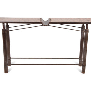 Appraisal: A French Bronze Pink Granite Inset Top Console Table TH