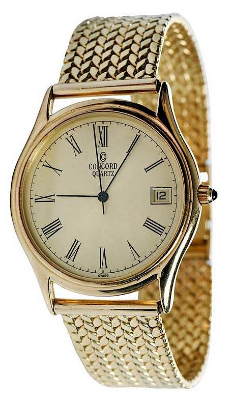 Appraisal: Concord kt Gold Watch mm case black Roman numeral hour