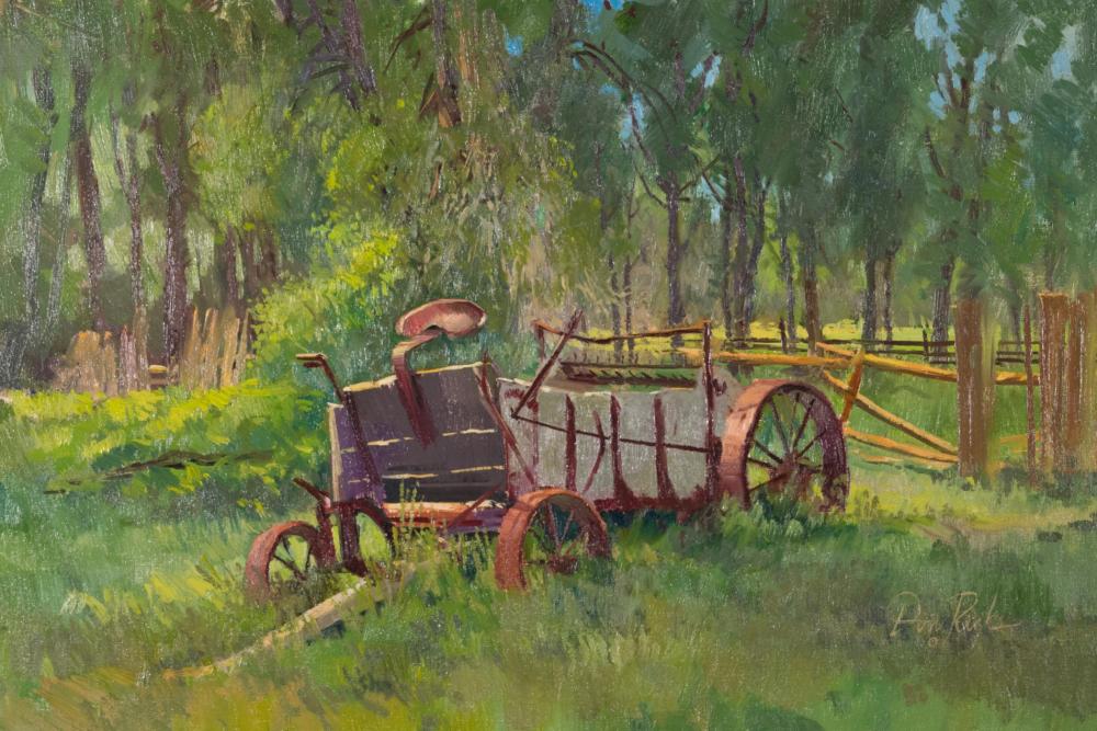 Appraisal: DON RICKS Idaho - oil on canvas manure spreader wagon