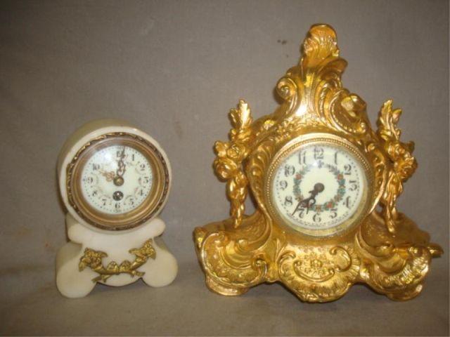 Appraisal: Clocks Gilt Bronze Marble From a Queens estate