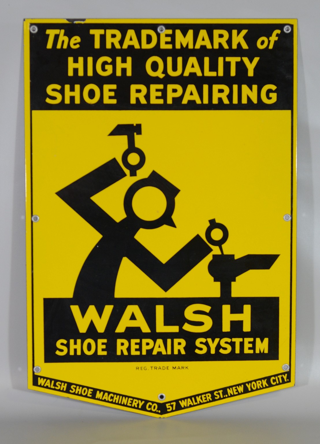 Appraisal: Walsh Shoe Repair System Enameled Metal Sign x minor edge