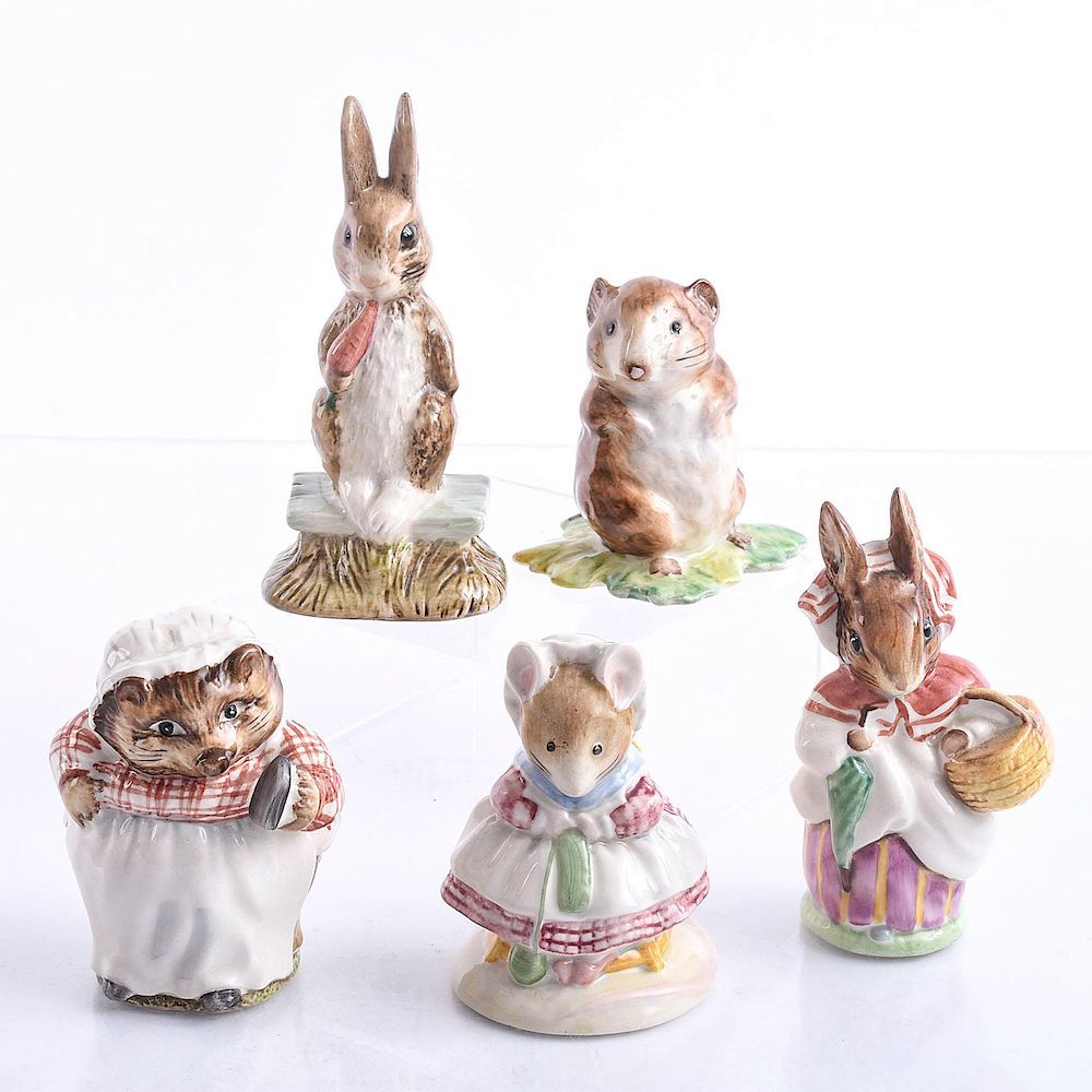 Appraisal: BEATRIX POTTER FIGURES Three Beswick two Royal Albert pieces Includes