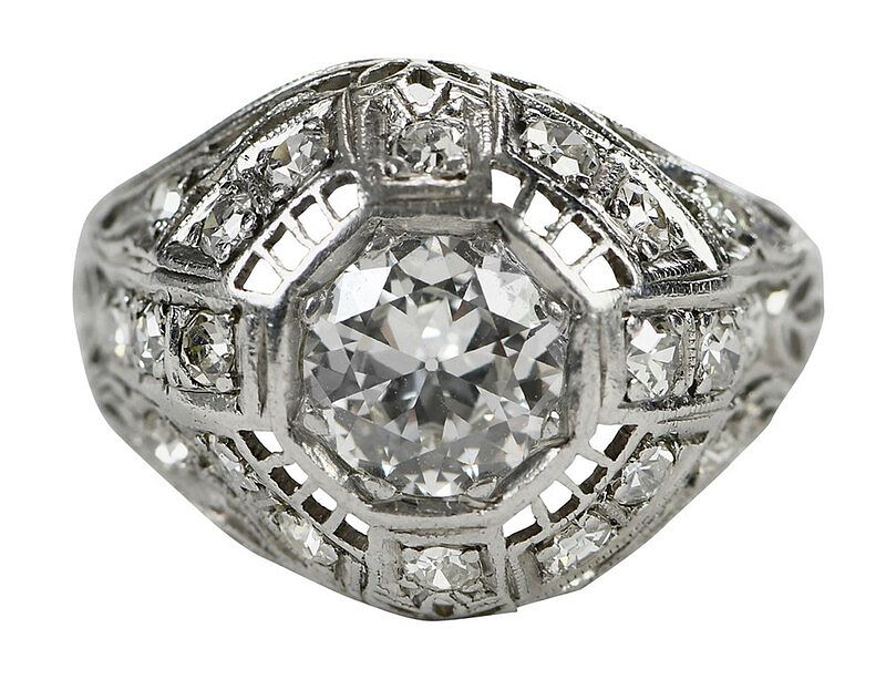 Appraisal: Antique Platinum Diamond Ring center old European cut diamond estimated