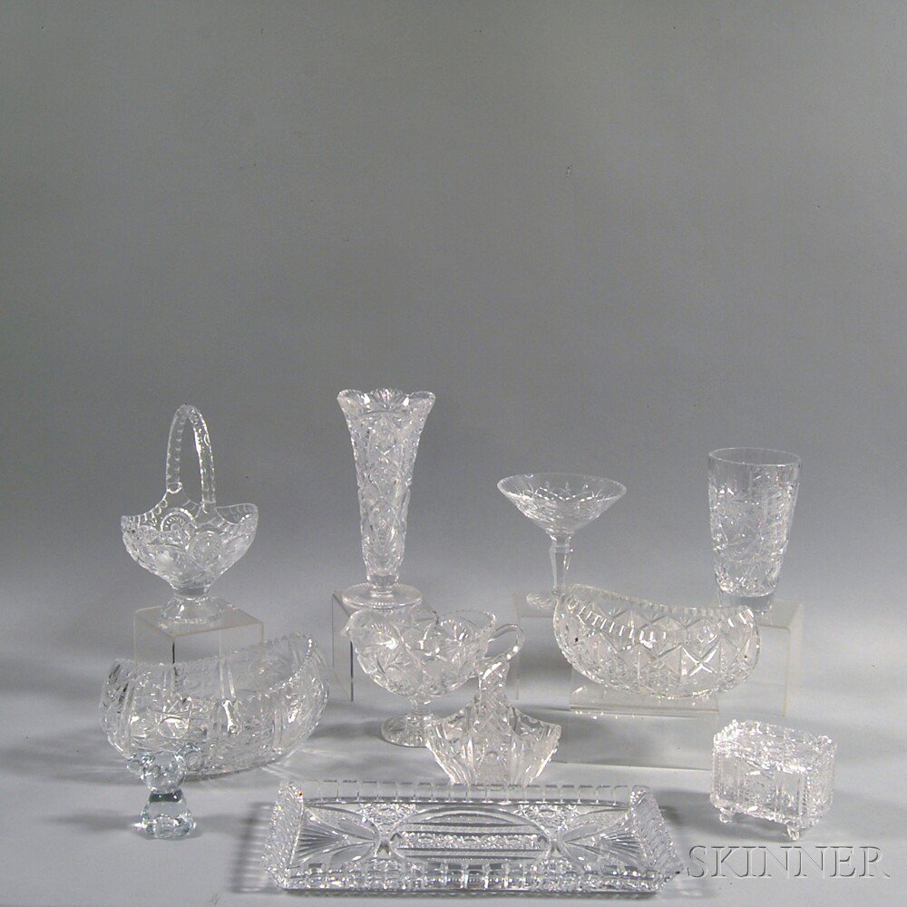 Appraisal: Eleven Pieces of Cut and Colorless Glass including a rectangular