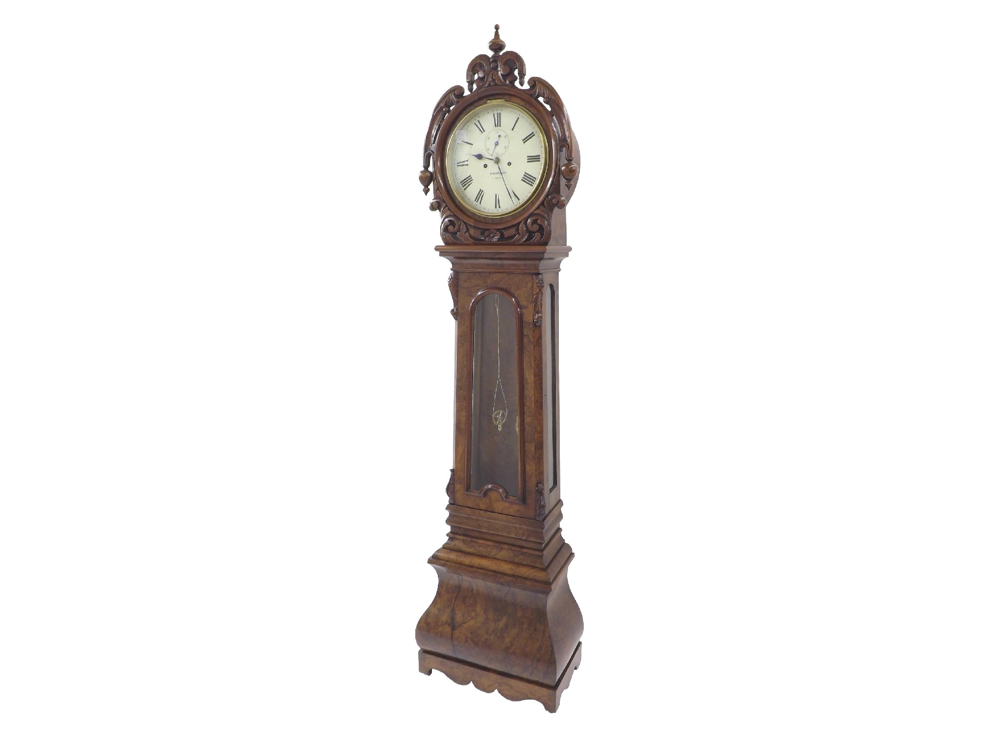 Appraisal: Good Scottish burr walnut eight day longcase clock the circular