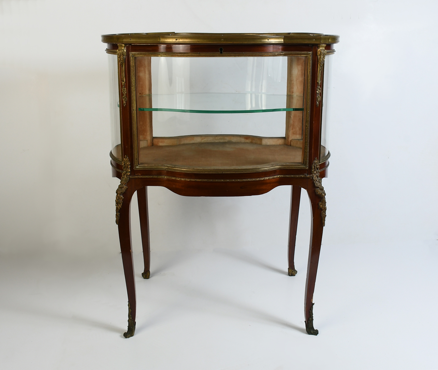 Appraisal: TWO TIER ORMOLU MOUNTED VITRINE Two-tiered Vitrine having foliate beaded