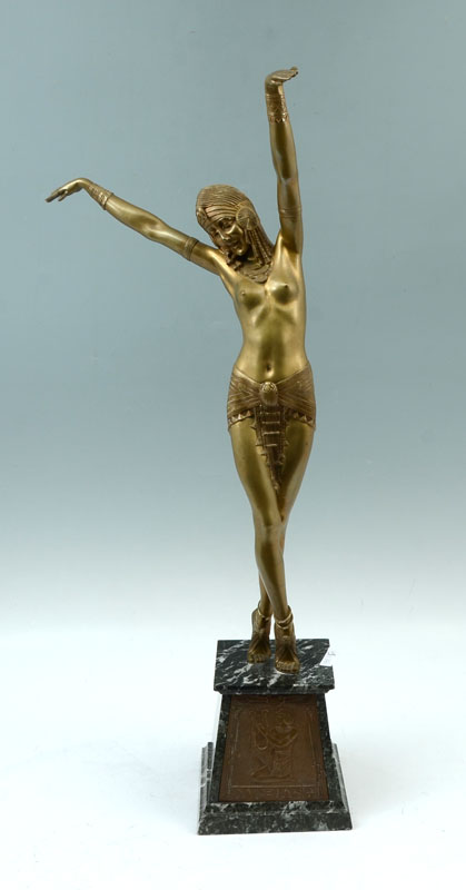 Appraisal: CHIPARUS Demetre Romanian - Egyptian Dancer Bronze with marble plinth