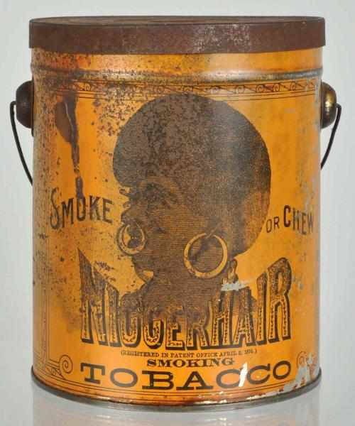 Appraisal: Hair Tobacco Pail Description Significant overall wear surface scratches and