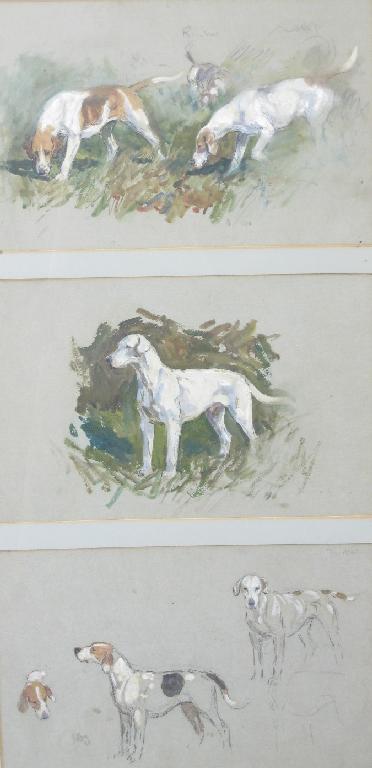 Appraisal: LIONEL EDWARDS - Studies of Hounds variously inscribed - six