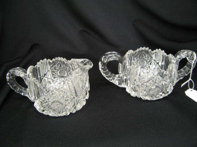 Appraisal: Brilliant Period Cut Glass Creamer Sugar fancy cross-hatching starburst decor