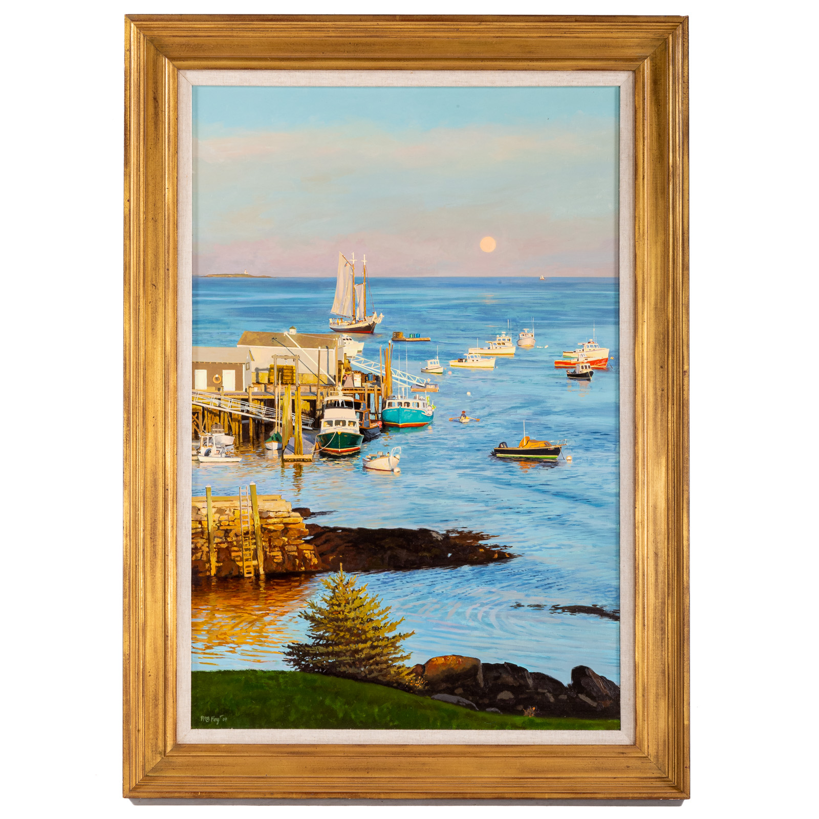 Appraisal: MICHAEL B HOYT FISHING BOATS IN HARBOR OIL American th