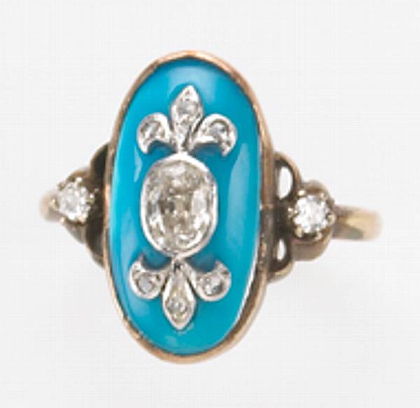 Appraisal: A diamond turquoise and k gold ring