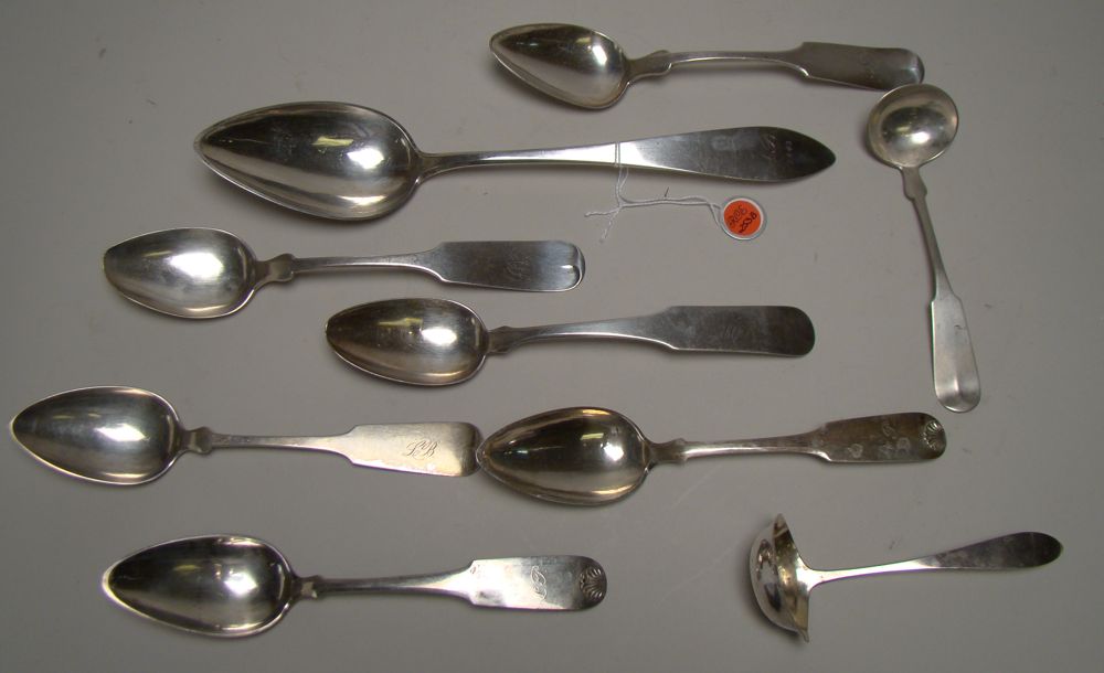 Appraisal: NINE AMERICAN SILVER SERVING PIECES By various makers Includes two