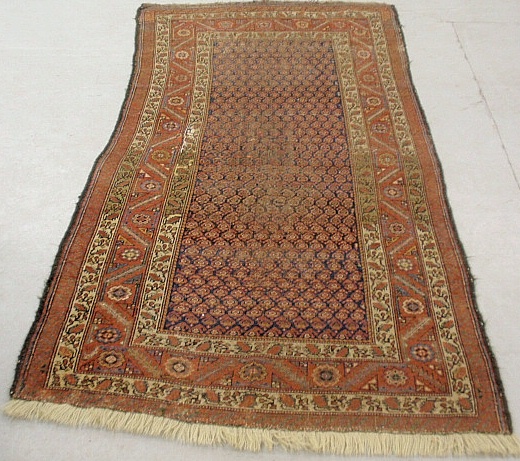 Appraisal: - Serabend oriental center hall carpet with blue center field