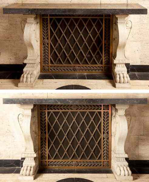 Appraisal: Pair of Italian Neoclassical Marble Console Tablesblack marble with inlaid