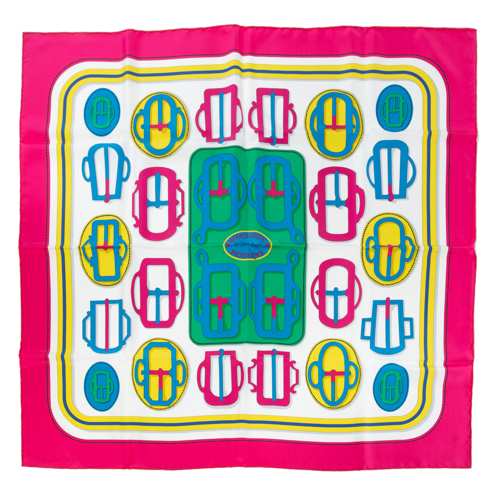 Appraisal: AN HERMES BOVCLERIE MODERNE SCARF Magenta and multicolor Hermes cm