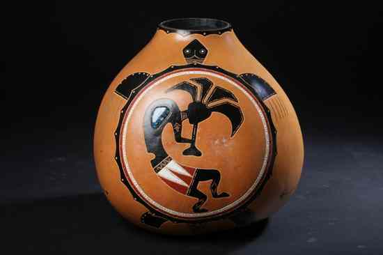 Appraisal: KOKOPELLI GOURD VASE BY DALE GORDEN signed and dated '