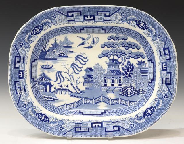 Appraisal: English Staffordshire blue and white ironstone platter Podmore Walker Company