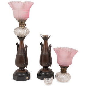 Appraisal: A Pair of French Neoclassical Bronze and Cut Glass Fluid