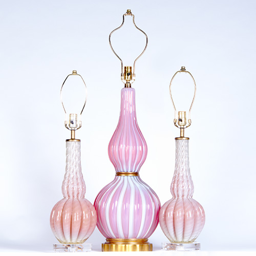 Appraisal: SEGUSO Etc Three Italian lobed glass table lamps one Seguso