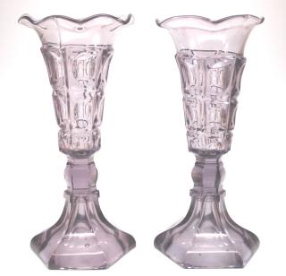 Appraisal: Pattern A pair of mid th century pressed glass Three-Printie