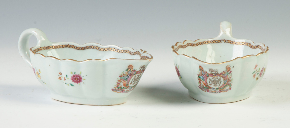 Appraisal: Chinese Porcelain Sauce Boats Armorial