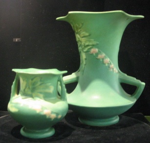 Appraisal: TWO ROSEVILLE AMERICAN ART POTTERY VASES in the Bleeding Heart