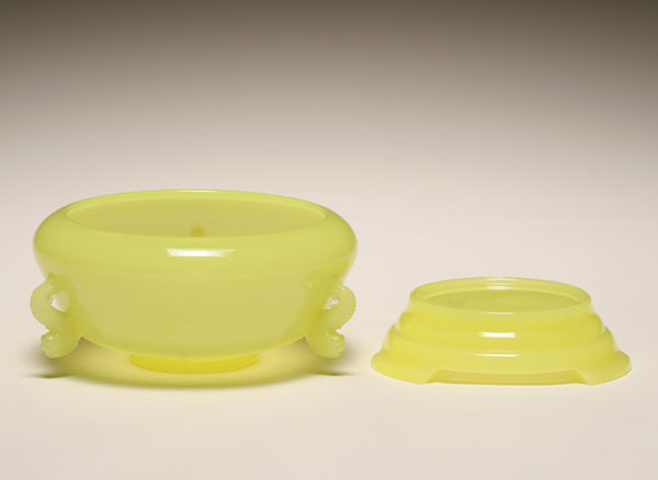 Appraisal: Fenton Chinese Yellow dolphin bowl with Chinese Yellow base Chip