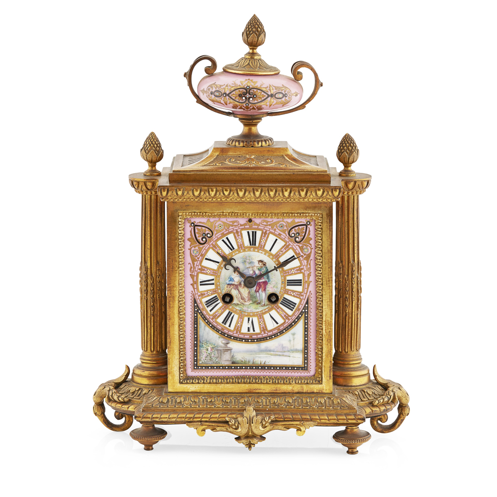 Appraisal: FRENCH PORCELAIN AND GILT BRONZE MANTEL CLOCK TH CENTURY with