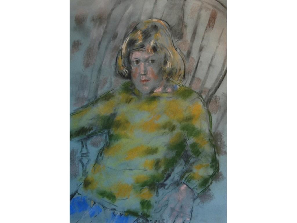 Appraisal: HAROLD RILEY b PASTEL DRAWINGPortrait of a young girlsigned and