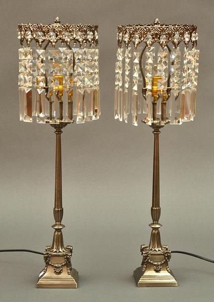 Appraisal: PAIR OF ELECTRIFIED LUSTRE TABLE LAMPS