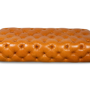 Appraisal: A Button Tufted Leather Banquette TH CENTURY Height x width