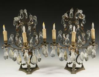 Appraisal: PAIR OF ART DECO CANDELABRA French Lyre Form Bronze Matte