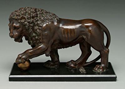 Appraisal: Italian bronze Medici lion lion with paw on sphere after