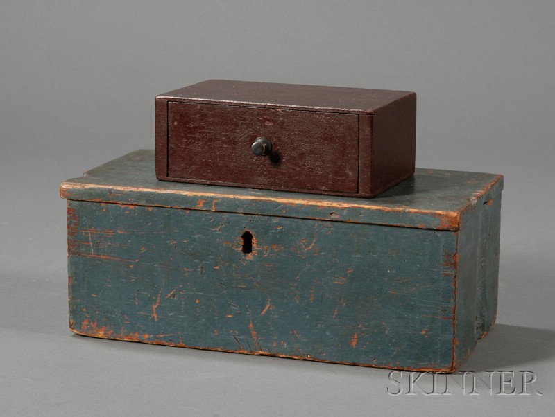 Appraisal: Two Small Painted Boxes America th century one painted blue