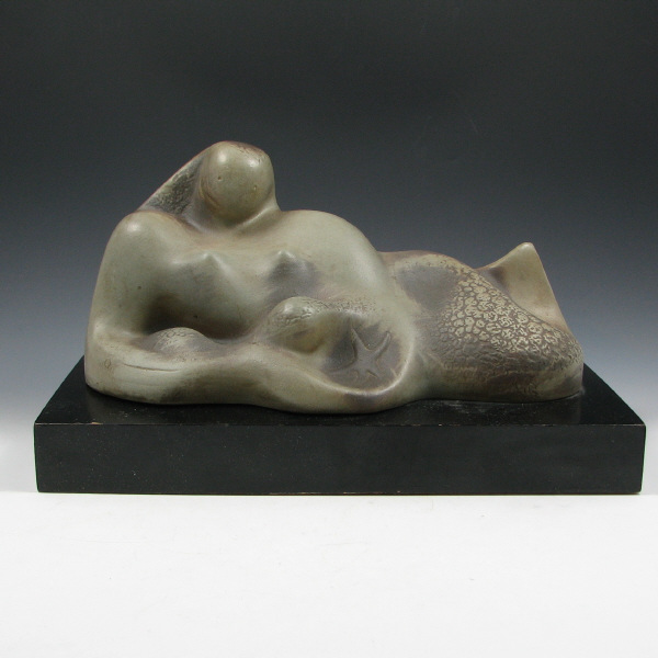 Appraisal: Arno Scheiding s signed studio modernist mermaid figure in matte