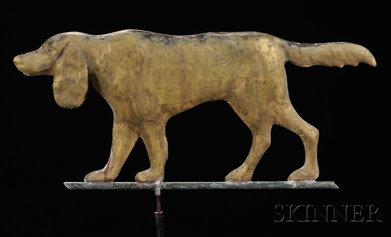 Appraisal: Gilt Copper Setter Weathervane America early th century flattened full-body