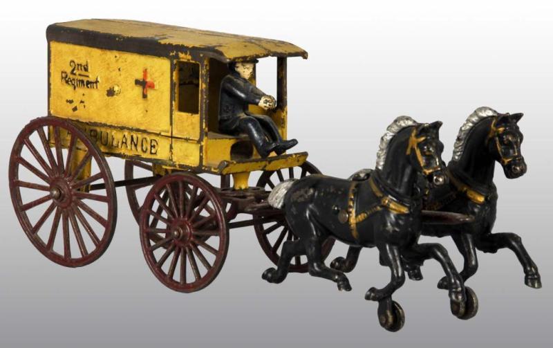 Appraisal: Cast Iron Horse-Drawn Ambulance Toy Description nd Regiment Ambulance Condition