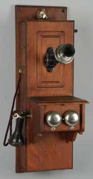 Appraisal: Williams Fancy Wall Telephone Circa oak PFF scalloped edges on