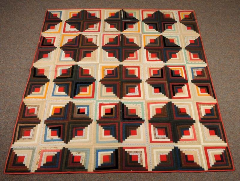 Appraisal: Antique Vertical Cross Pattern Quilt Description Hand stitched No stains