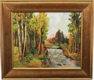 Appraisal: Signed th C Autumnal River Landscape Signed th C Autumnal