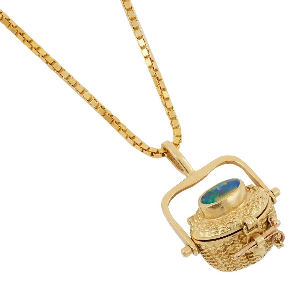 Appraisal: KT YELLOW GOLD NANTUCKET BASKET PENDANT AND KT YELLOW GOLD