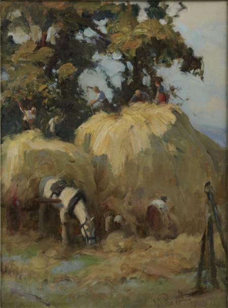 Appraisal: WILLIAM PRATT SCOTTISH - HARVEST-TIME Signed and dated oil on