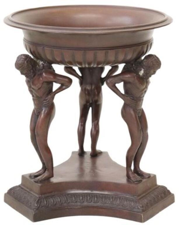 Appraisal: Patinated bronze compote centerpiece Maitland-Smith late th c fluted basin